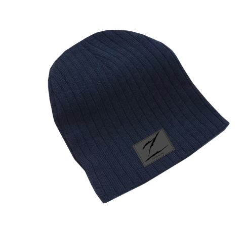 Navy ribbed toque beanie with Z logo patch